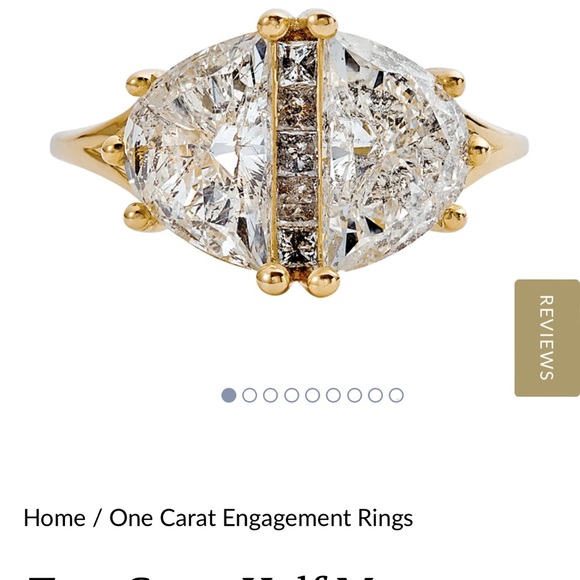 Two Carat Half Moon Engagement Ring with Unique Salt and Pepper Diamonds - OOAK - Picture 4 of 4